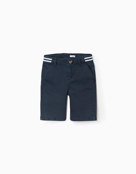 Short chino en sergé avec bande à rayures Beige clair+Bleu foncé 5 - vertbaudet enfant 