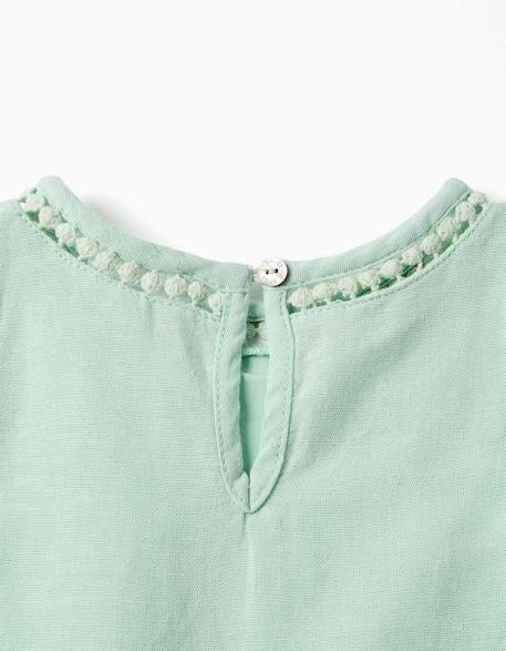 Blouse sans manches en coton et lin Vert clair 4 - vertbaudet enfant 
