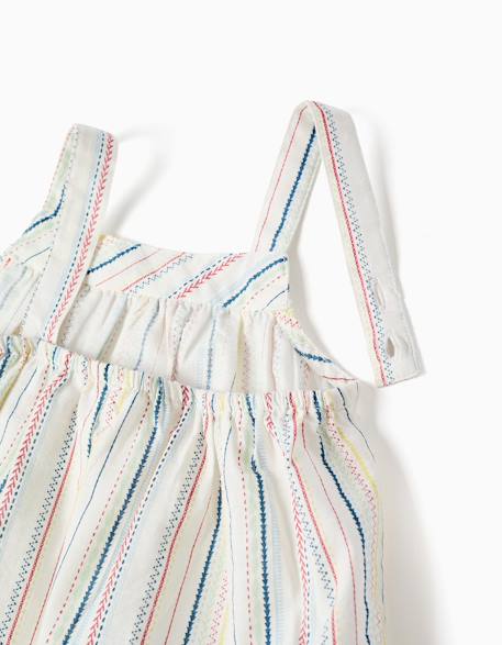 Blouse sans manches en coton à rayures ethniques b&s Blanc 3 - vertbaudet enfant 