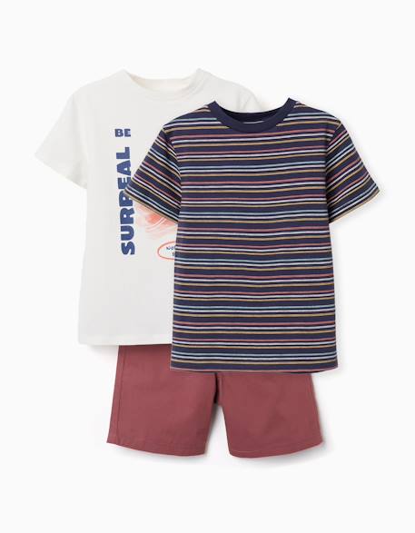 Garçon-Lot de 2 t-shirts et 1 short en coton