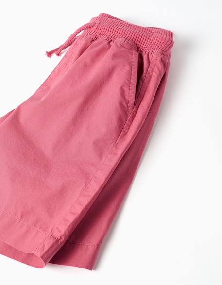 Short midi en popeline avec cordon de serrage et poches Rose foncé 3 - vertbaudet enfant 