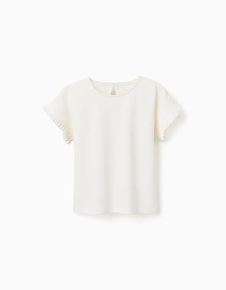 Fille-T-shirt en coton avec manches à volants