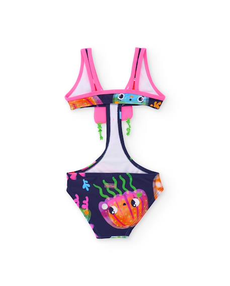 Maillot de bain fille en maille avec applications de méduses Bleu 3 - vertbaudet enfant 