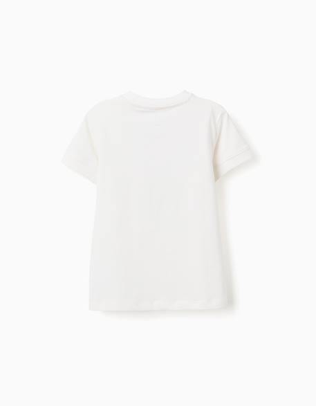 T-shirt en coton avec imprimé botanic Blanc+Bleu foncé 4 - vertbaudet enfant 