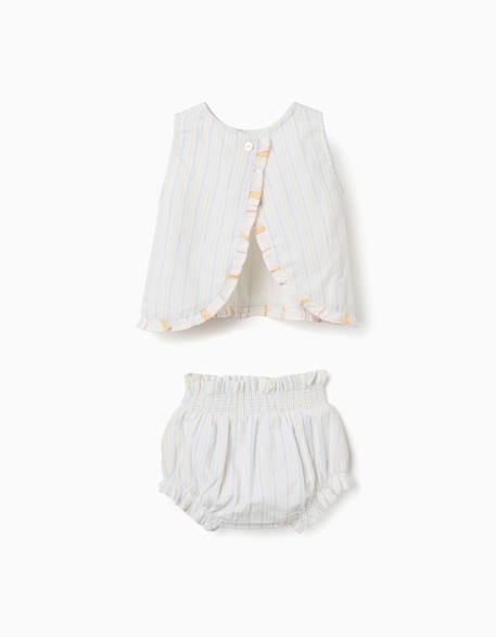 Blouse en coton à rayures + bloomer b&s Bleu clair 2 - vertbaudet enfant 