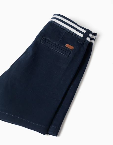 Short chino en sergé avec bande à rayures Beige clair+Bleu foncé 8 - vertbaudet enfant 