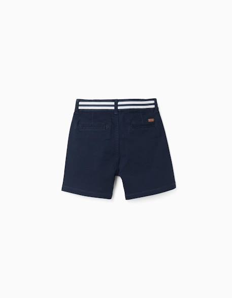 Short chino en sergé avec bande à rayures Beige clair+Bleu foncé 6 - vertbaudet enfant 