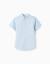 Chemise à manches courtes en lin et coton Blanc+Bleu clair 4 - vertbaudet enfant 