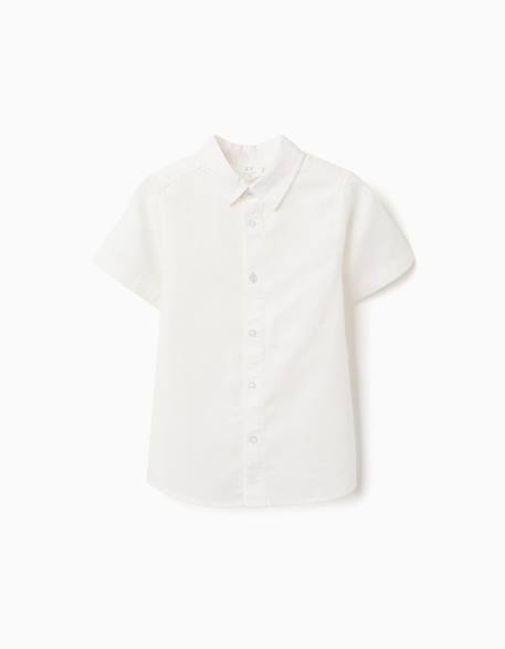 Garçon-Chemise à manches courtes en lin et coton