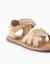 Sandales en cuir avec brides tressées et maintien du talon Beige clair 4 - vertbaudet enfant 