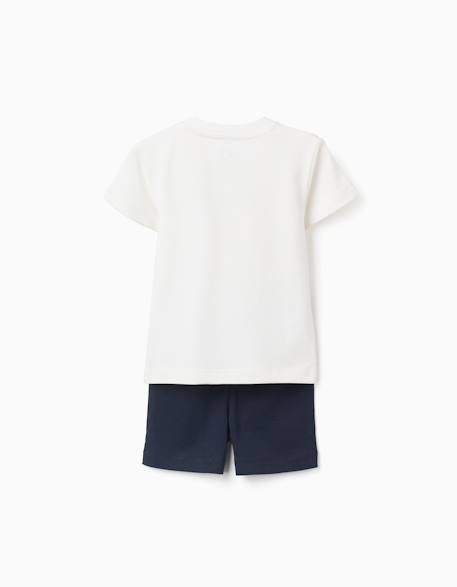 T-shirt en coton avec imprimé + short Bleu 2 - vertbaudet enfant 