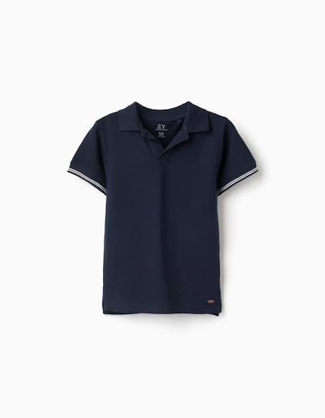 Garçon-Polo en piqué de coton à manches à rayures