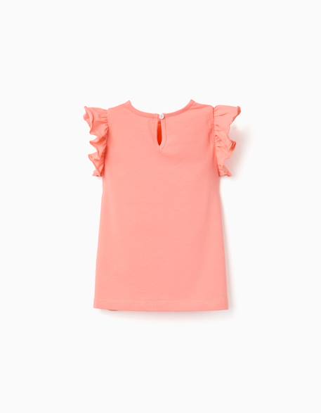 T-shirt avec manches à volants et col rond Beige clair+Corail clair+Jaune clair+Vert clair 5 - vertbaudet enfant 