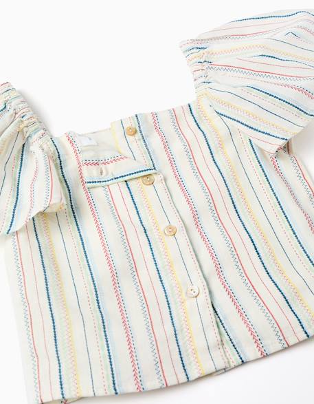 Blouse en coton à rayures ethniques b&s Blanc 3 - vertbaudet enfant 