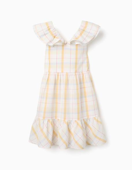 Robe en coton à carreaux avec volants b&s Blanc 2 - vertbaudet enfant 