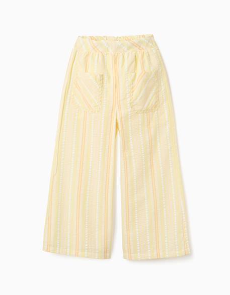 Fille-Pantalon à jambe large en coton à rayures