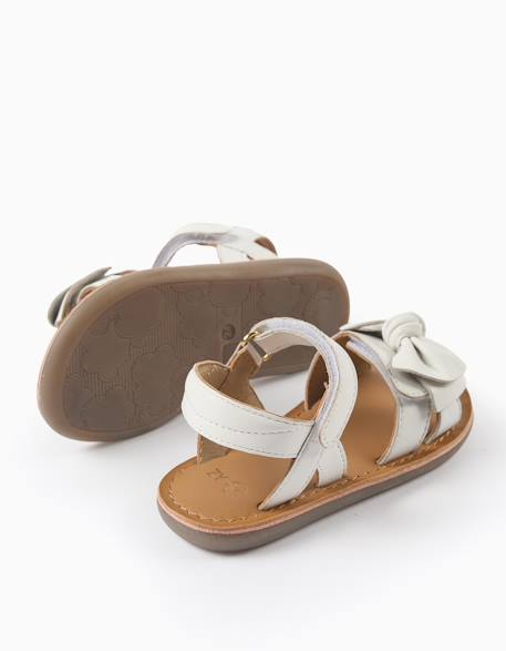 Sandales en cuir avec nœud décoratif Blanc 3 - vertbaudet enfant 