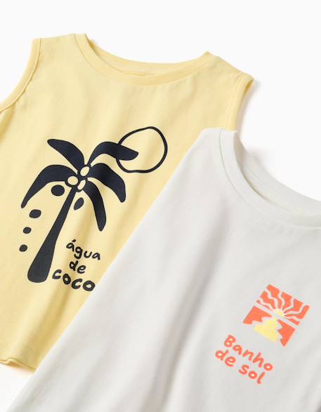 Lot de 2 débardeurs en coton avec imprimés plage Blanc 3 - vertbaudet enfant 