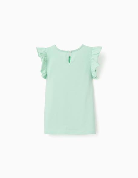 T-shirt avec manches à volants et col rond Beige clair+Corail clair+Jaune clair+Vert clair 11 - vertbaudet enfant 