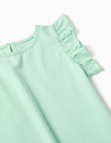 T-shirt avec manches à volants et col rond Beige clair+Corail clair+Jaune clair+Vert clair 12 - vertbaudet enfant 