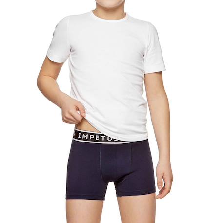 Lot de 2 boxers garçon coton confortable respirant Blanc / marine+Gris / marine+Rouge / gris 4 - vertbaudet enfant 