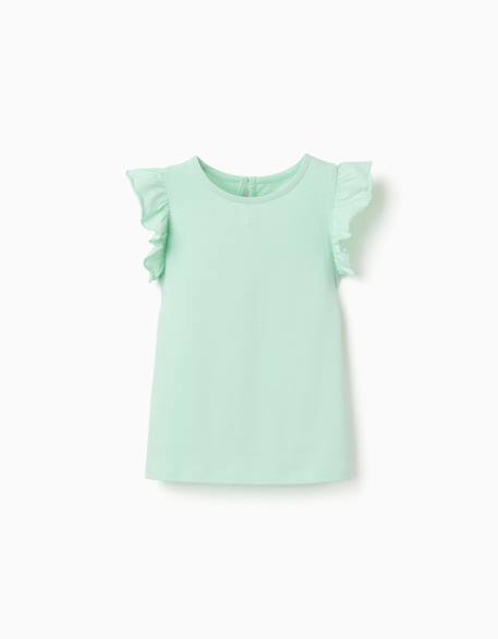 T-shirt avec manches à volants et col rond Beige clair+Corail clair+Jaune clair+Vert clair 10 - vertbaudet enfant 