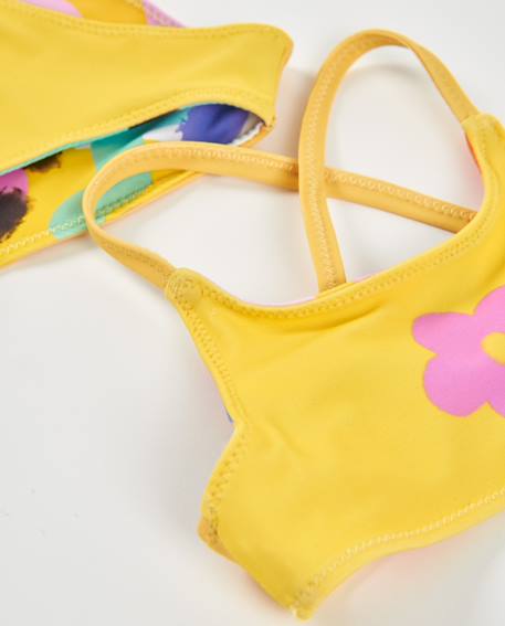 Bikini pour fille en maille avec motif abstrait Jaune 5 - vertbaudet enfant 