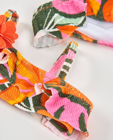 Bikini fille en maille avec détail floral en relief Orange 5 - vertbaudet enfant 