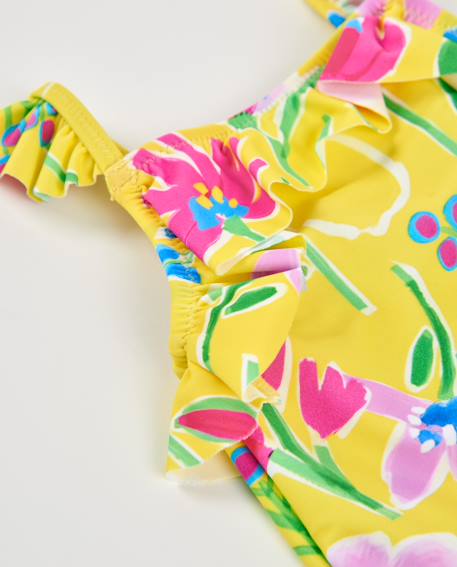 Maillot de bain fille en maille avec volants aux bretelles Jaune 3 - vertbaudet enfant 