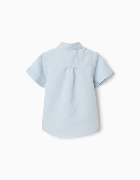 Chemise à manches courtes en lin et coton Blanc+Bleu clair 5 - vertbaudet enfant 