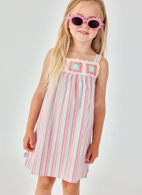 Robe en popeline à rayures Multicolore 1 - vertbaudet enfant 