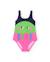 Maillot de bain fille en maille avec bretelles froncées Vert 1 - vertbaudet enfant 