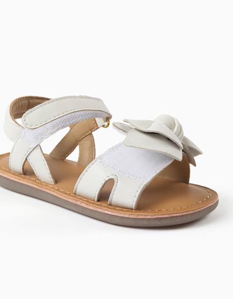 Sandales en cuir avec nœud décoratif Blanc 4 - vertbaudet enfant 