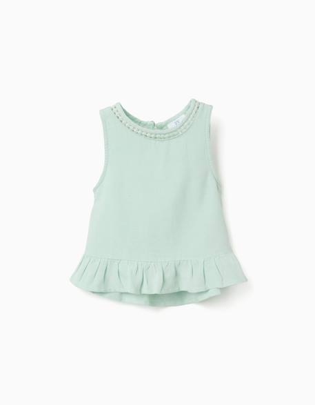 Blouse sans manches en coton et lin Vert clair 1 - vertbaudet enfant 
