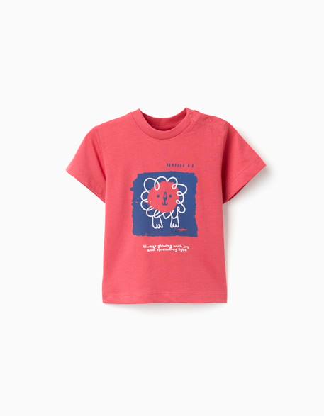T-shirt en coton avec lion imprimé Rouge 1 - vertbaudet enfant 