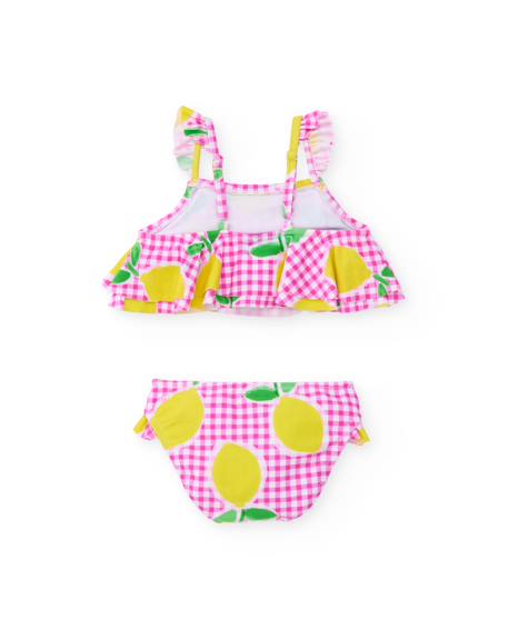 Bikini fille en maille sur fond vichy Rose 2 - vertbaudet enfant 
