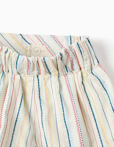 Short en coton à rayures ethniques b&s Blanc 3 - vertbaudet enfant 