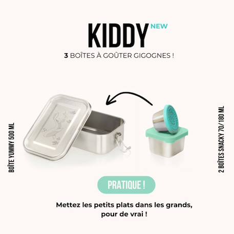 3 boîtes à gouter inox kiddy 500 ml baleines Multi-coloured 2 - vertbaudet enfant 