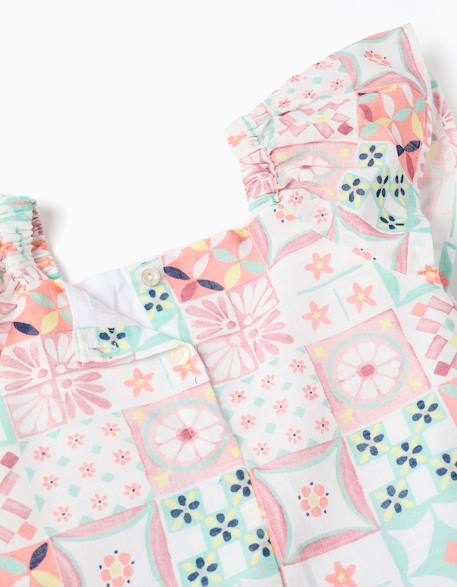 Robe en coton avec motif mosaïque Blanc 3 - vertbaudet enfant 