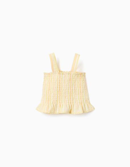 Blouse sans manches à rayures et élastique Jaune clair 1 - vertbaudet enfant 