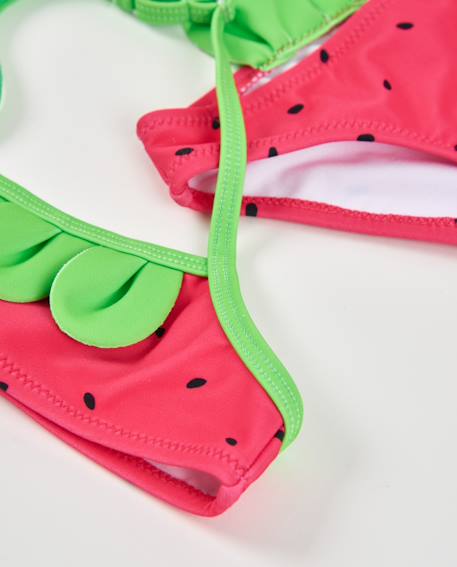 Bikini fille en maille avec petites feuilles en relief Rouge 5 - vertbaudet enfant 