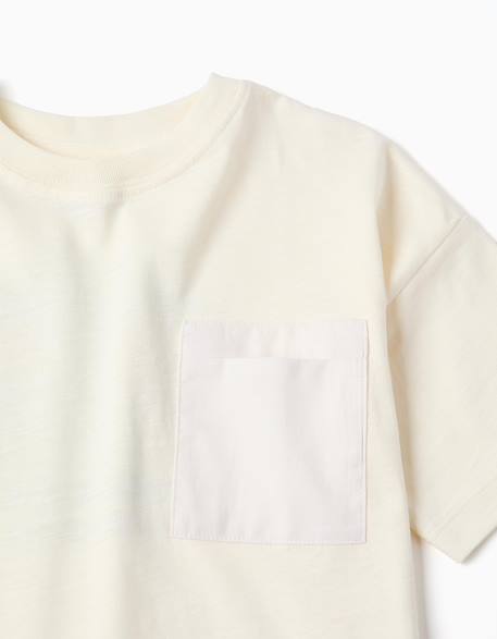 T-shirt en coton avec imprimé normal is boring Beige clair 3 - vertbaudet enfant 