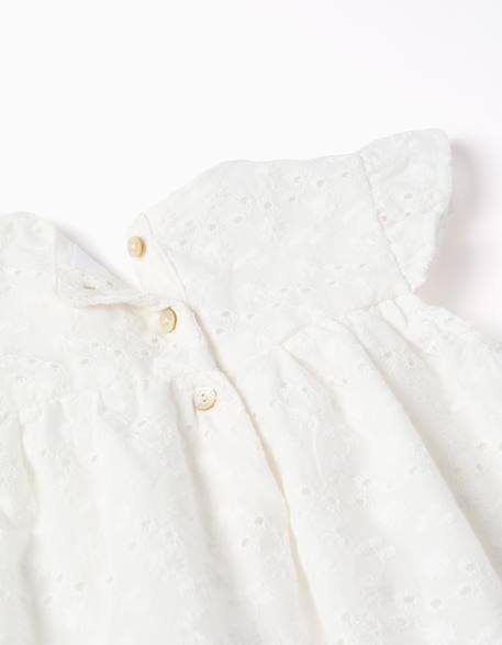 Robe en coton avec broderie anglaise et volants Blanc 3 - vertbaudet enfant 
