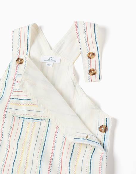 Salopette en coton à rayures ethniques b&s Blanc 3 - vertbaudet enfant 