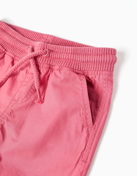 Short midi en popeline avec cordon de serrage et poches Rose foncé 3 - vertbaudet enfant 
