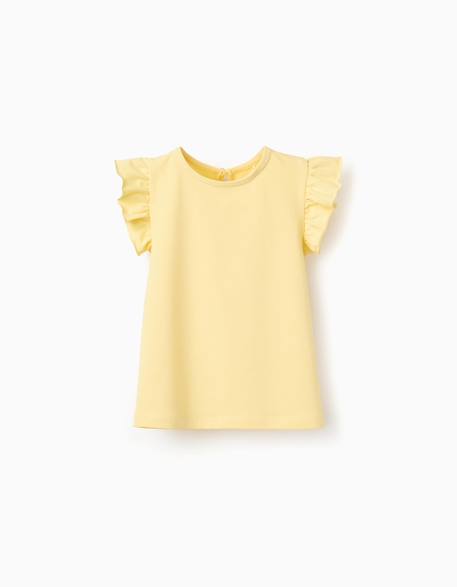 Fille-T-shirt avec manches à volants et col rond