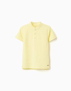 Garçon-T-shirt, polo, sous-pull-Polo en coton avec lignes en relief et col mao