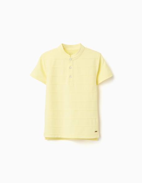 Garçon-Polo en coton avec lignes en relief et col mao