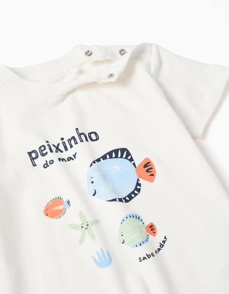 T-shirt en coton avec imprimé poisson + short Vert foncé 3 - vertbaudet enfant 