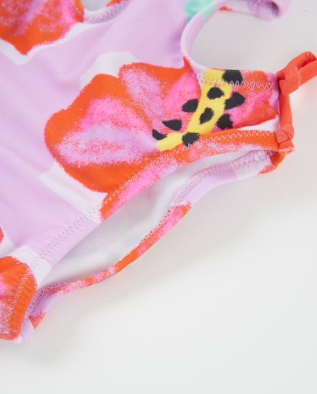Maillot de bain fille en maille avec applications en relief Rose 4 - vertbaudet enfant 